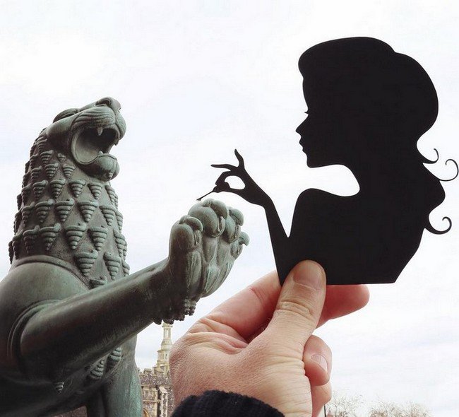 rich mccor paper cutout art lion woman nails