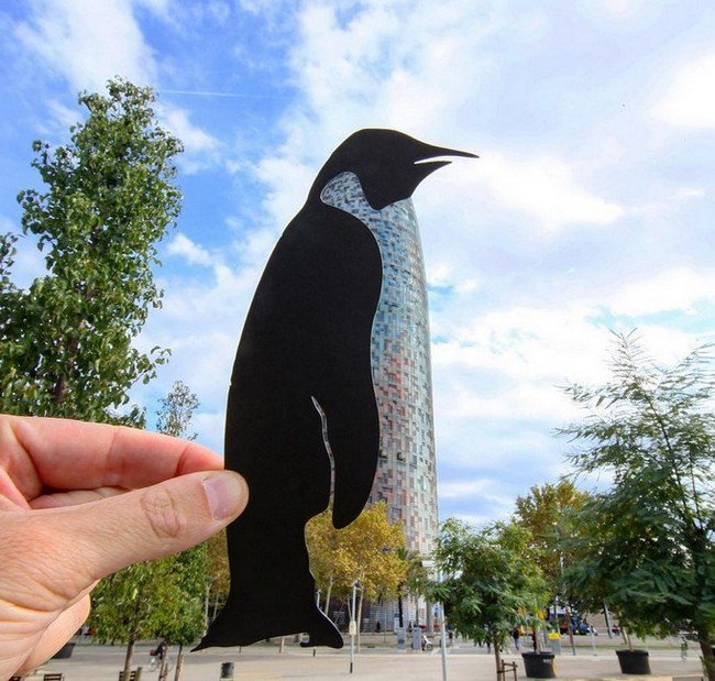 rich mccor paper cutout art penguin