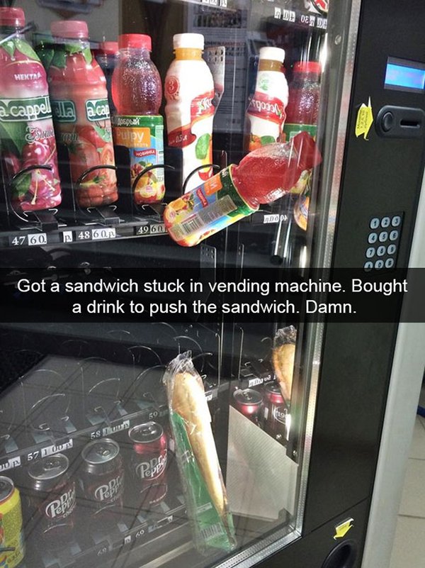 snapchat fails sandwich and drink stuck