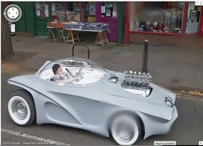strange things google maps futuristic car