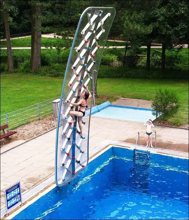 swimming pool climbing wall
