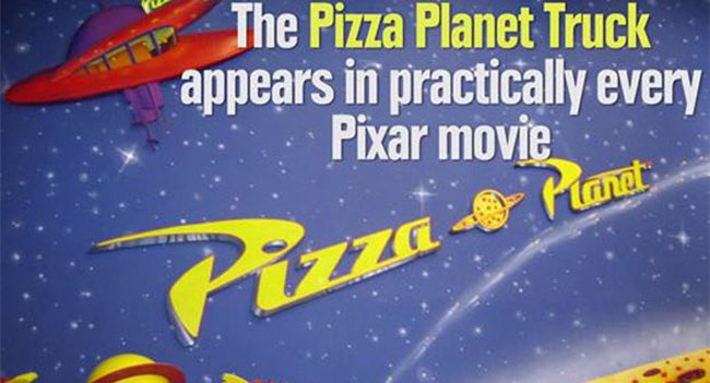 the pizza planet truck appears in practically every pixar movie