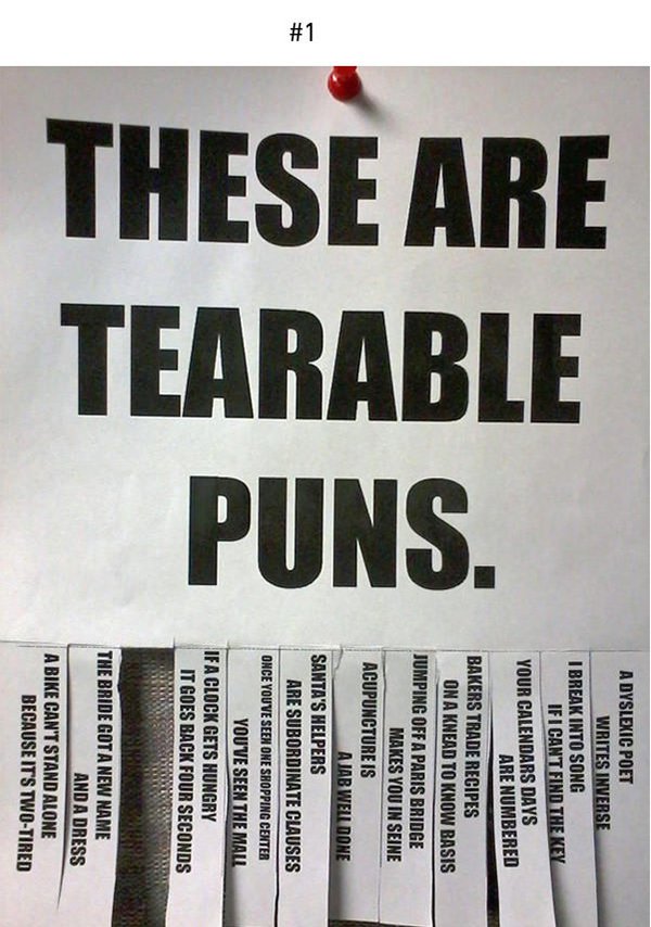 these are tearable puns