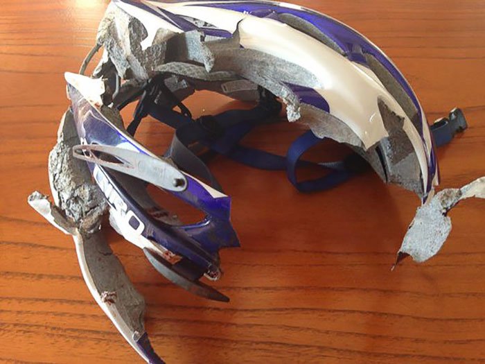 bike crash helmet remains