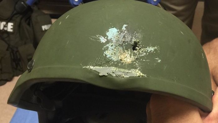 bullet struck helmet