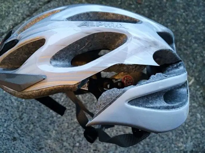 cracked bicycle helmet