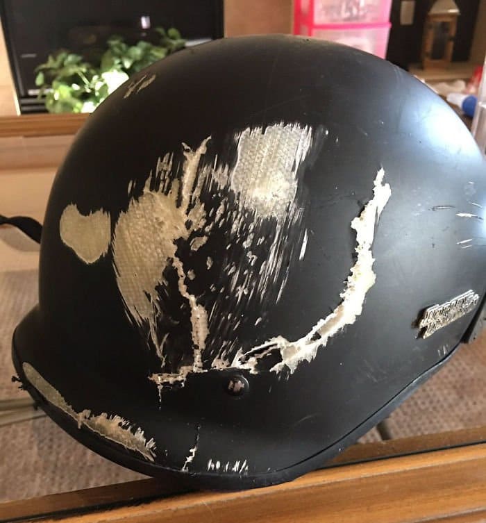 damaged helmet