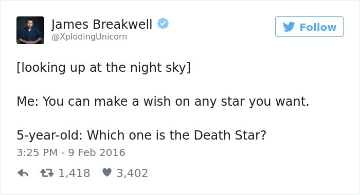 funny kid tweets death star