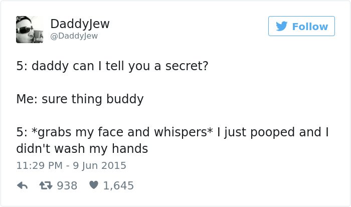 funny kid tweets pooped and didnt wash hands