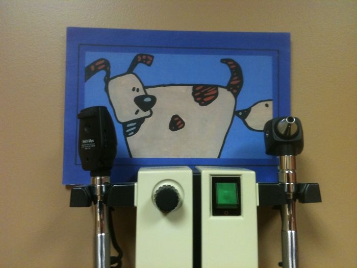 funny painting colorectal exam room