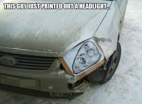 guy printed out headlight