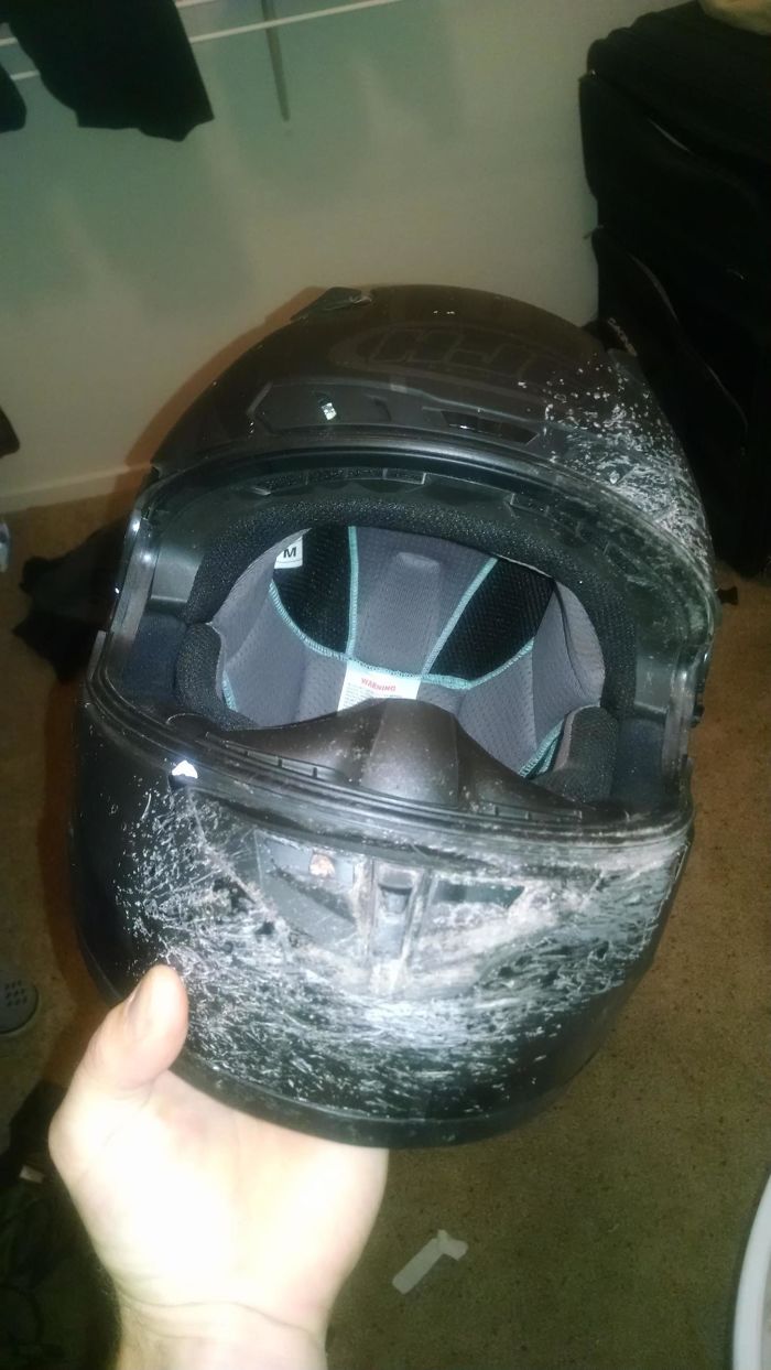 helmet after accident