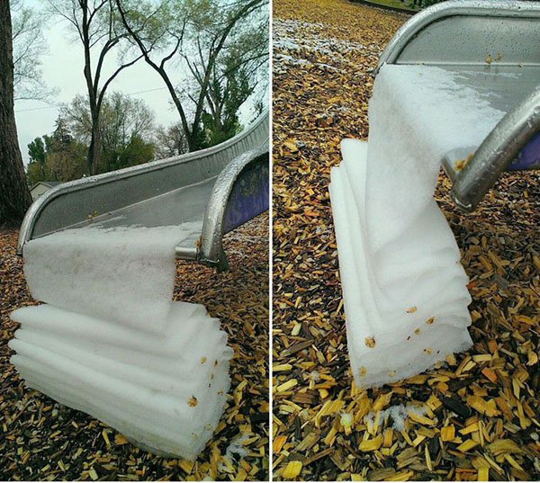 ice at the end of a slide