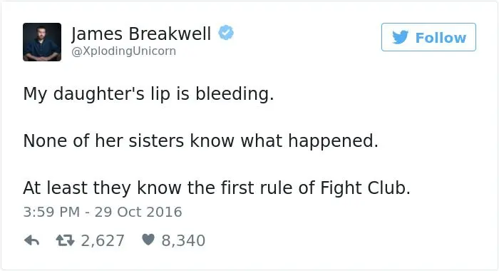 james breakwell tweets lip bleeding