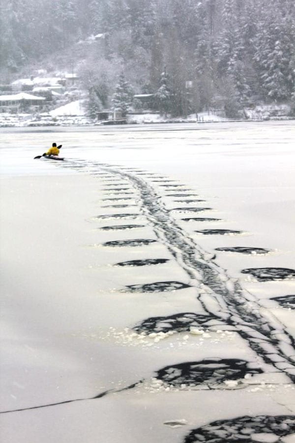 kayaking on ice