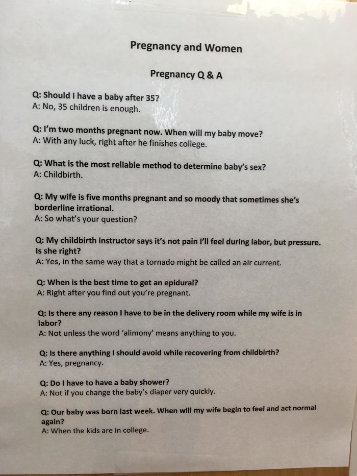 pregnancy q and a funny