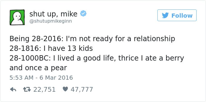 shut up mike tweet being 28