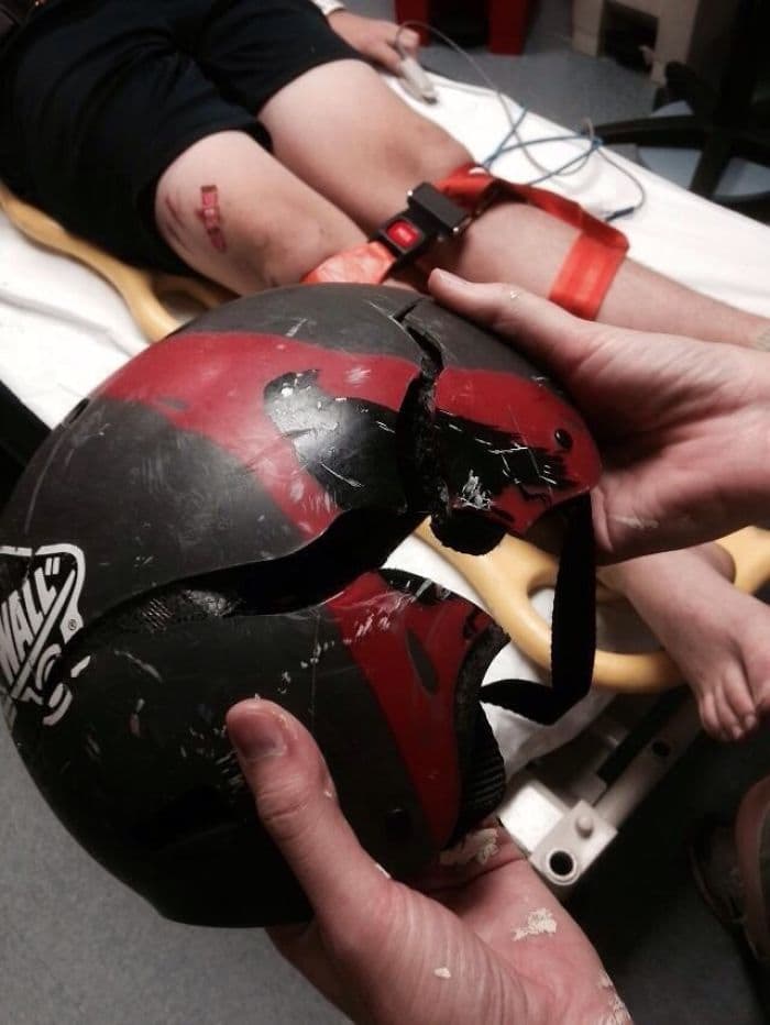 skateboard helmet cracked