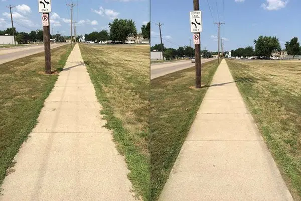 trimming side walk