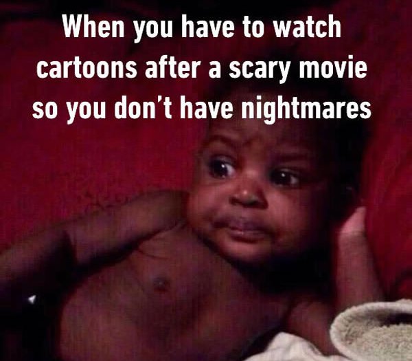 watching cartoons after scary movie