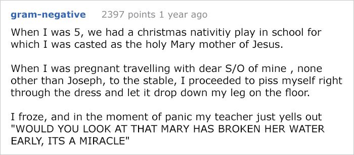 wet myself during nativity