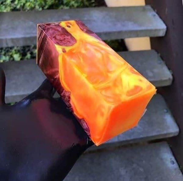 wood dyed to look like lava