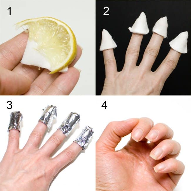 Beauty Tricks lemon foil whiten nails