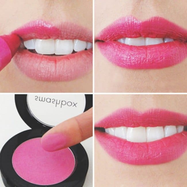 Beauty Tricks use blusher on lips