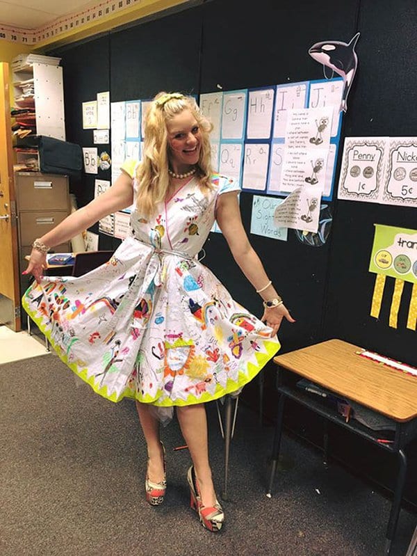 Best Teachers students draw on dress