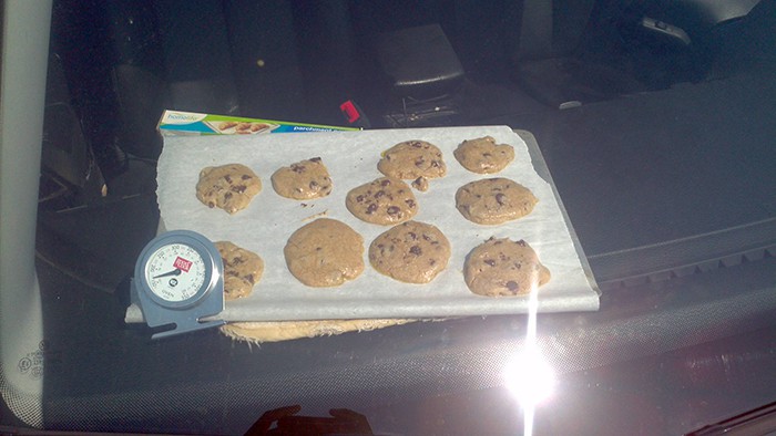 Clever People making cookies in a car