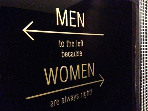 Creative Bathroom Signs Men to the left women always right