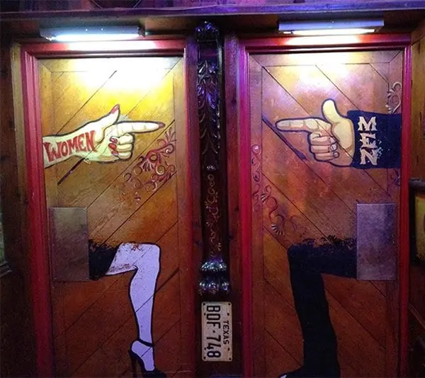 Creative Bathroom Signs finger pointing