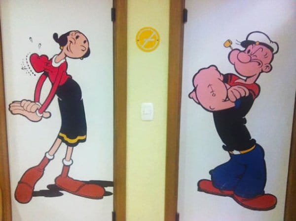 Creative Bathroom Signs popeye and olive