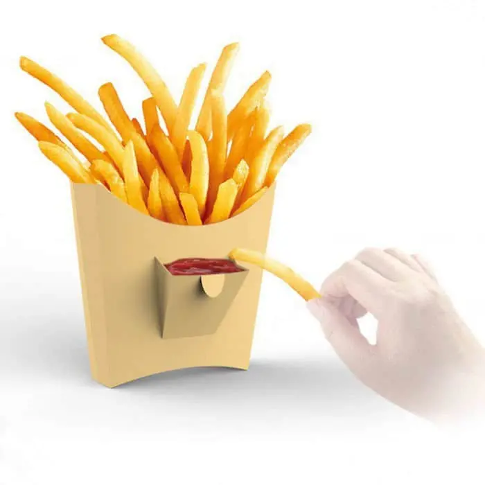 Genius Food Packaging Designs fries with ketchup pocket
