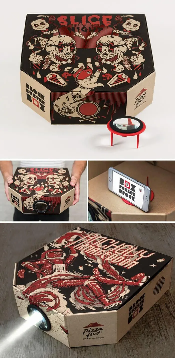 Genius Food Packaging Designs pizza box and projector