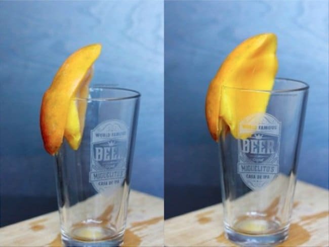 Ingenious Life Hacks peel a mango with a glass