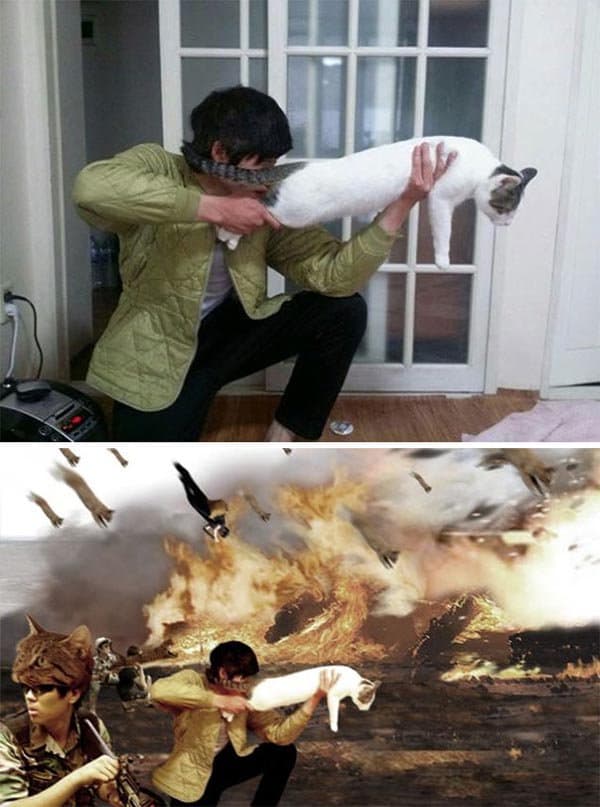 Korean Photoshop Masters hero in a war battle