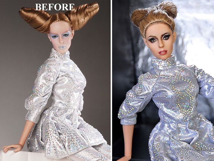 Noel Cruz Repaints Mass Produced Dolls lady gaga