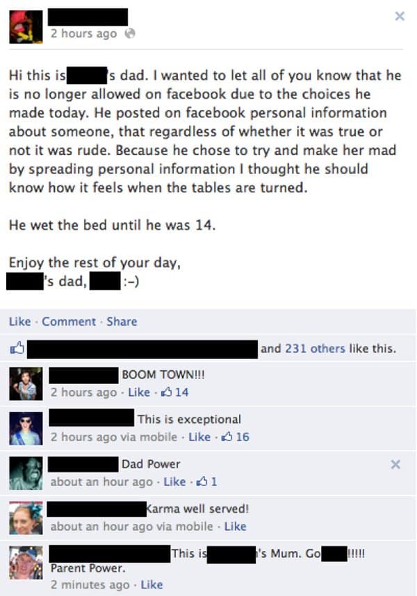 Parents Trolled Their Kids no longer allowed on facebook