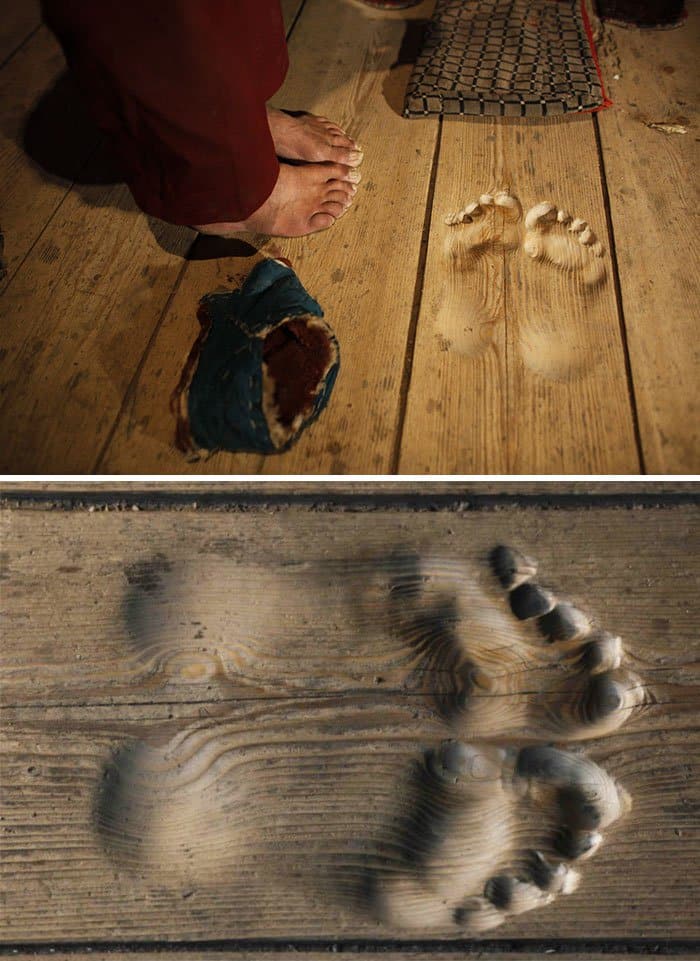 Pictures That Prove Time Changes Everything footprints in floor by monk