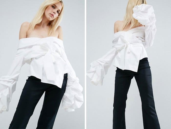 Ridiculous Clothing Items white off the shoulder wrap shirt