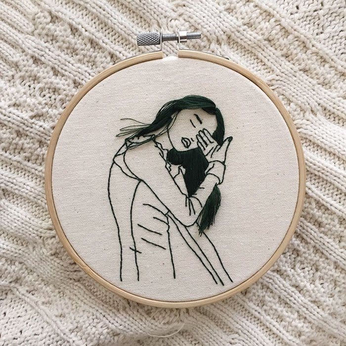 Sheena Liam 3D Embroidery woman brushing eye