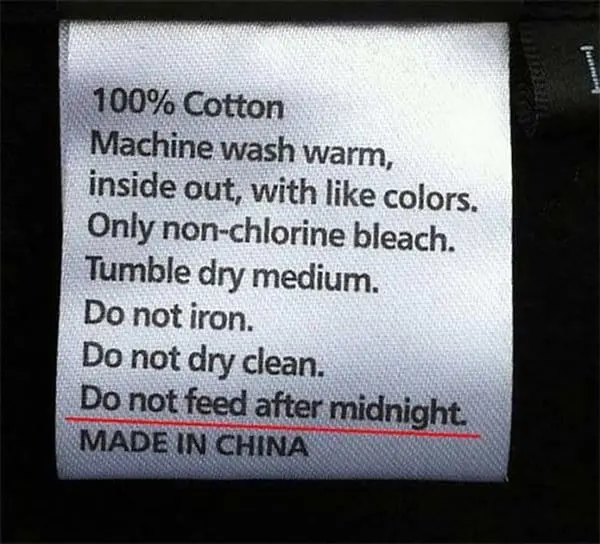 funny product instructions do not feed after midnight