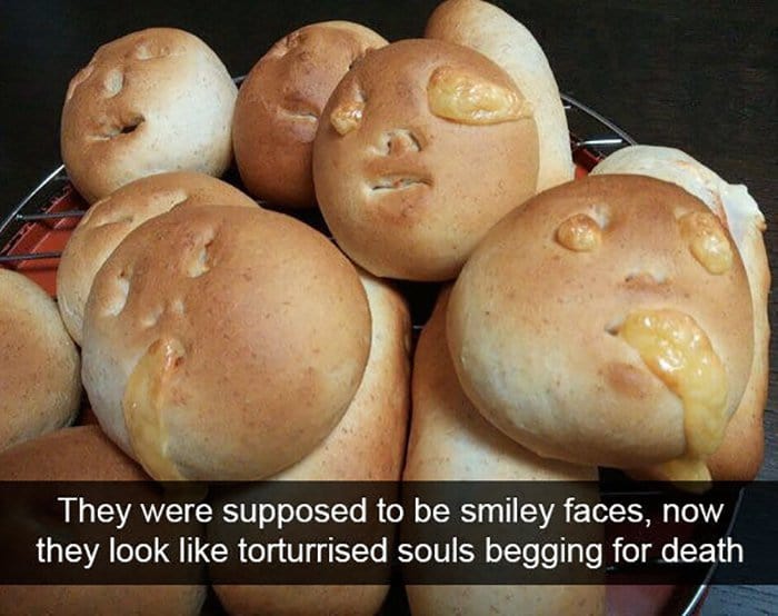 hilarious kitchen fails smiley bread