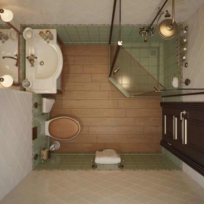 ideas-for-small-bathrooms brass fixtures