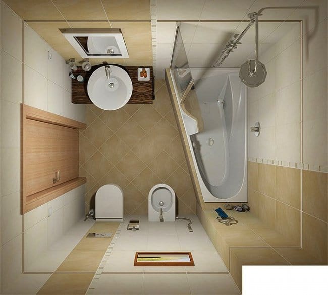 ideas-for-small-bathrooms triangular tub
