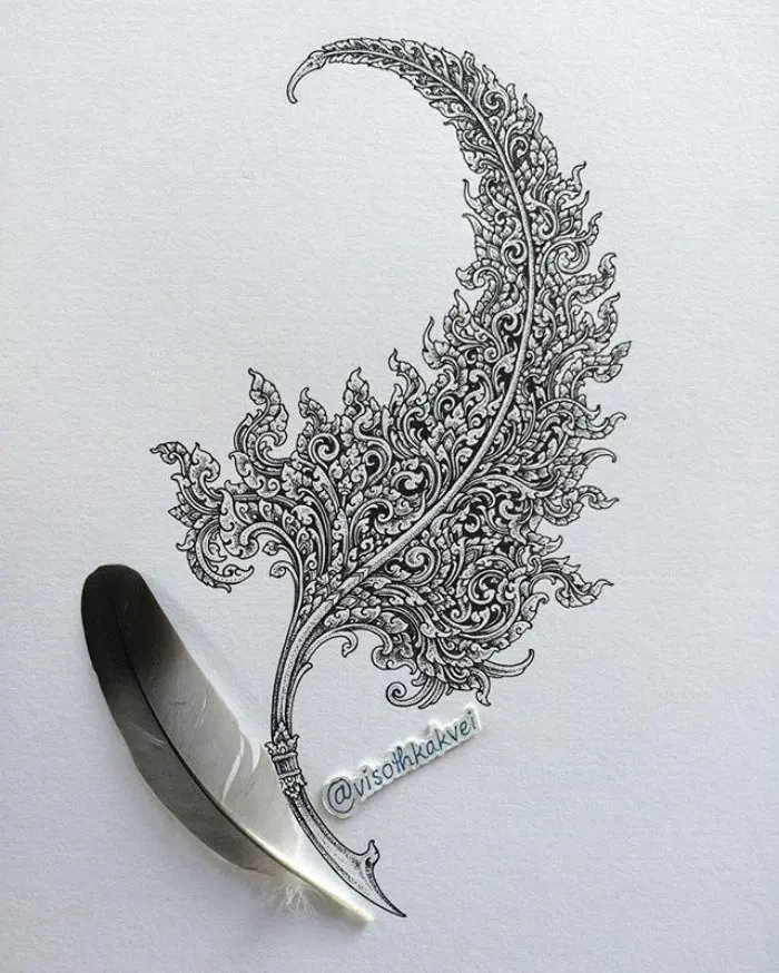 visoth kakvei doodles detailed feather