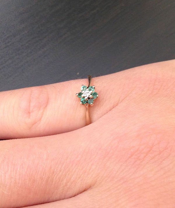 Best Things In Thrift Stores 10k gold diamond and emerald ring for 1 dollar