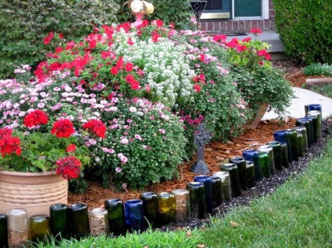 Bottle Project Ideas edging for garden beds