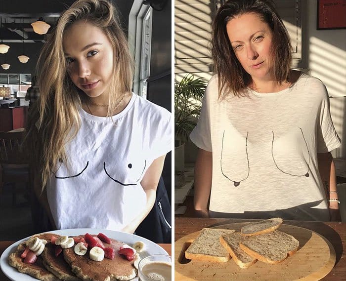 Comedienne Hilariously Recreates Celebrity Instagram Photos boobs and food